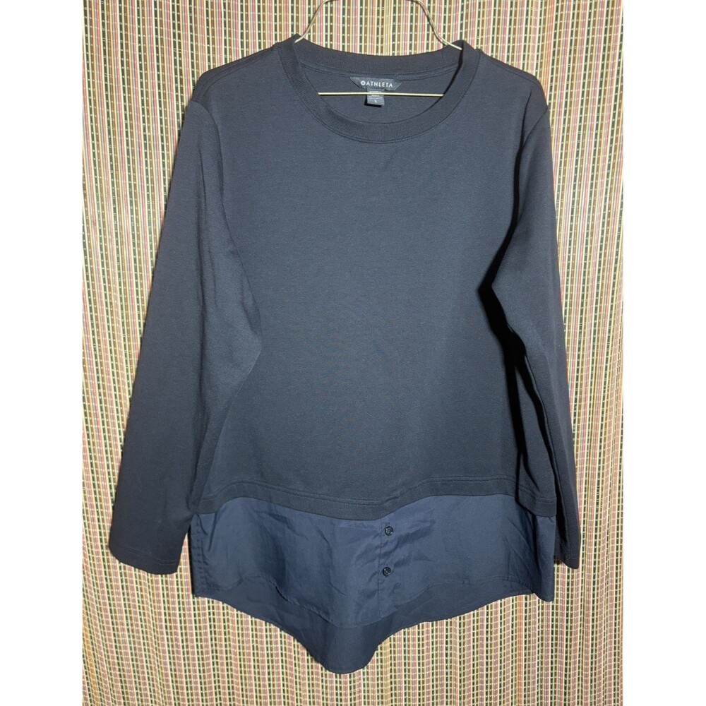 Athleta Women’s L Gallery Top 2.0 Pullover Tunic Black Athleisure Classic Goth